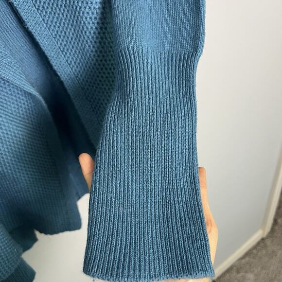 Soft Surroundings Women Waterfall Open Front Cardigan Ruffle Teal Sz L Wool Blen - Picture 7 of 16